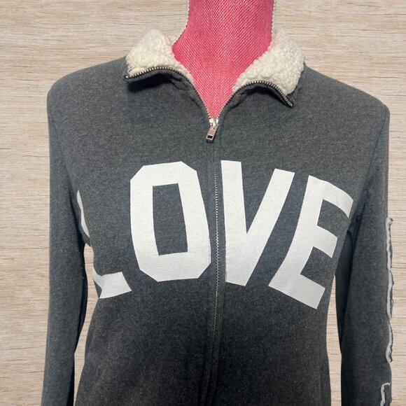 Y2K LOVE Reflex Full Zip Sweatshirt Dark Gray Collared Long Sleeve Women's Large - Picture 2 of 7